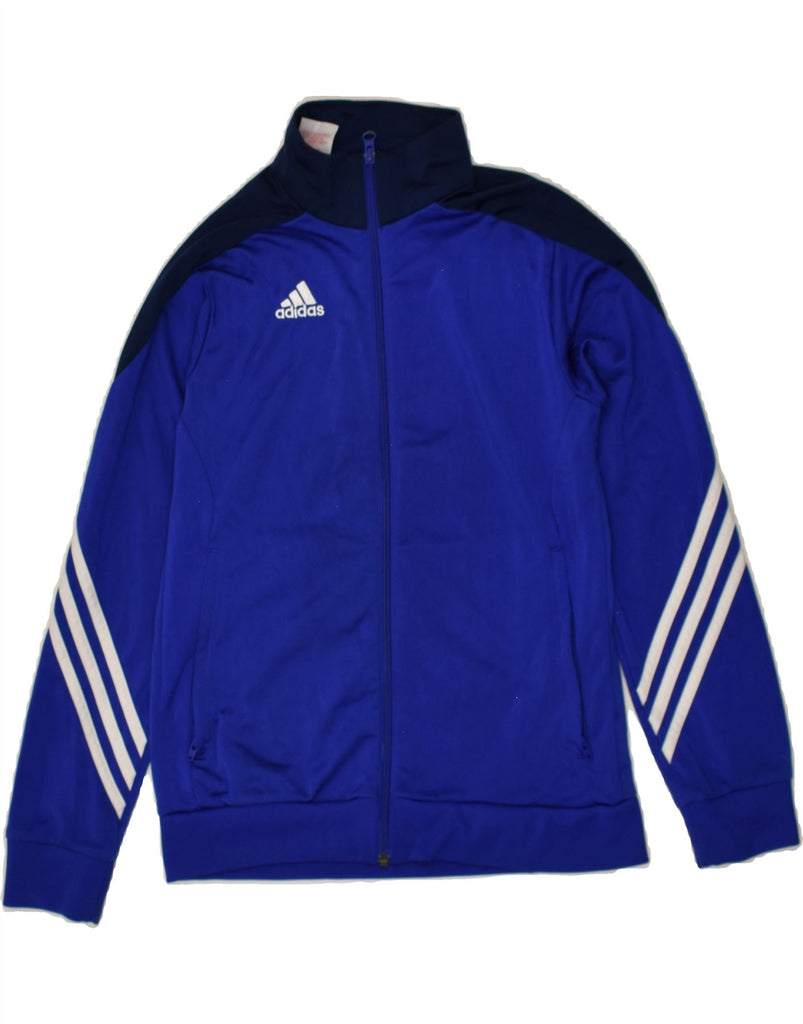 ADIDAS Boys Tracksuit Top Jacket 11-12 Years Blue Colourblock Polyester | Vintage Adidas | Thrift | Second-Hand Adidas | Used Clothing | Messina Hembry 