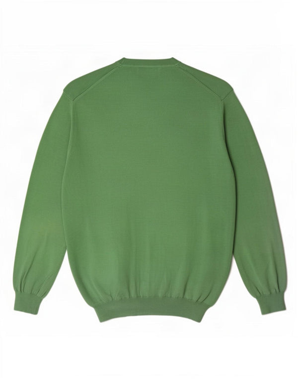 Gant Mens V-Neck Jumper Sweater Large Green Cotton