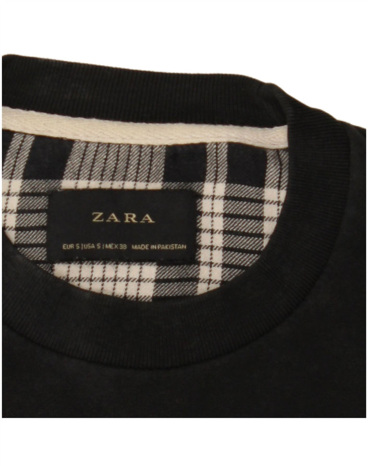 Zara Mens Sweatshirt Jumper Small Black Check