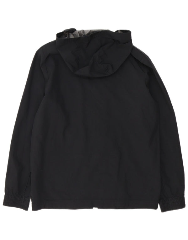 ADIDAS Boys Ancona Graphic Hooded Rain Jacket 11-12 Years Black Polyester