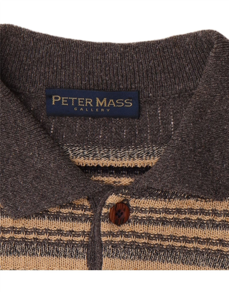 PETER MASS Mens Polo Neck Jumper Sweater XL Grey Fair Isle Vintage Peter Mass and Second-Hand Peter Mass from Messina Hembry 