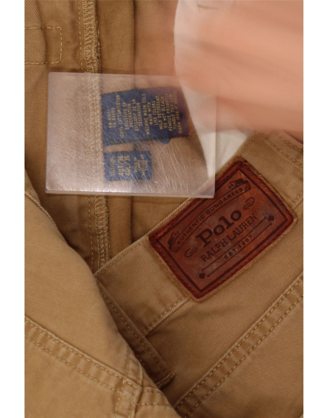 POLO RALPH LAUREN Mens Straight Casual Trousers W40 L36 Beige Cotton