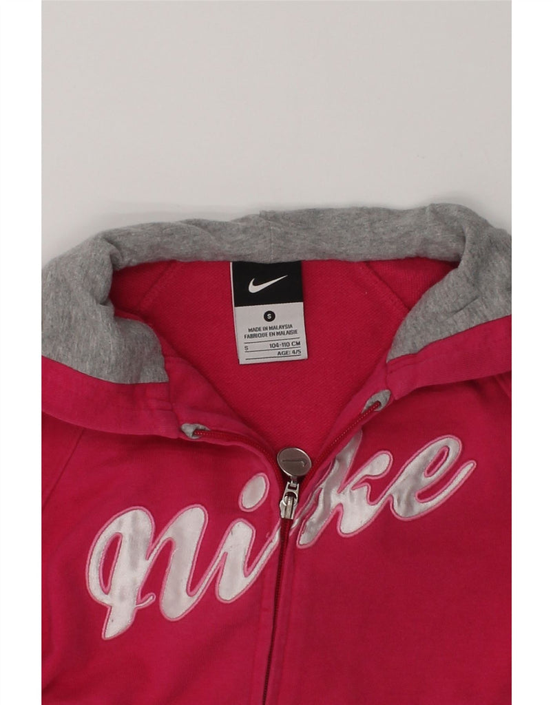 NIKE Girls Graphic Zip Hoodie Sweater 4-5 Years Small Pink Cotton | Vintage Nike | Thrift | Second-Hand Nike | Used Clothing | Messina Hembry 