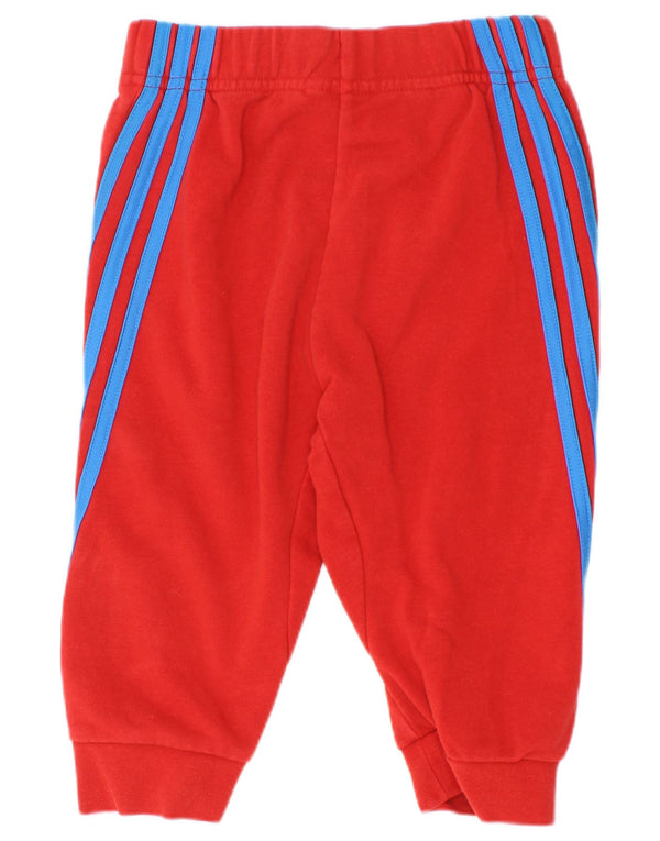 Adidas Boys Tracksuit Trousers Joggers 2-3 Years Red Cotton