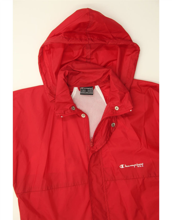 CHAMPION Boys Graphic Hooded Rain Jacket 11-12 Years Red Polyamide Vintage Champion and Second-Hand Champion from Messina Hembry 
