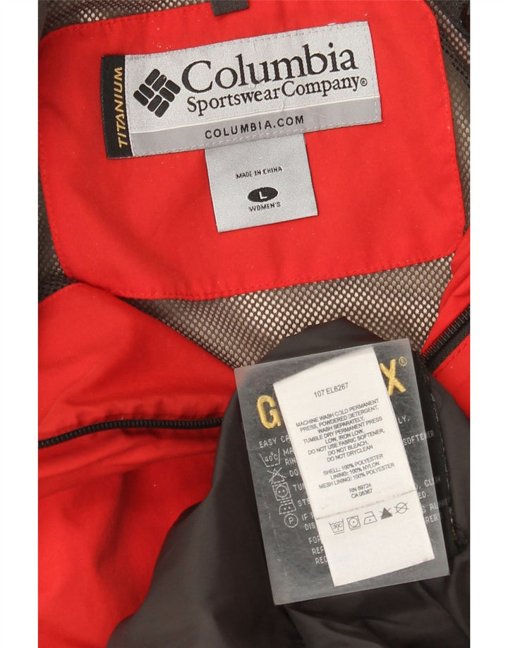 Columbia Womens Hooded Rain Jacket UK 16 Large Red Polyester