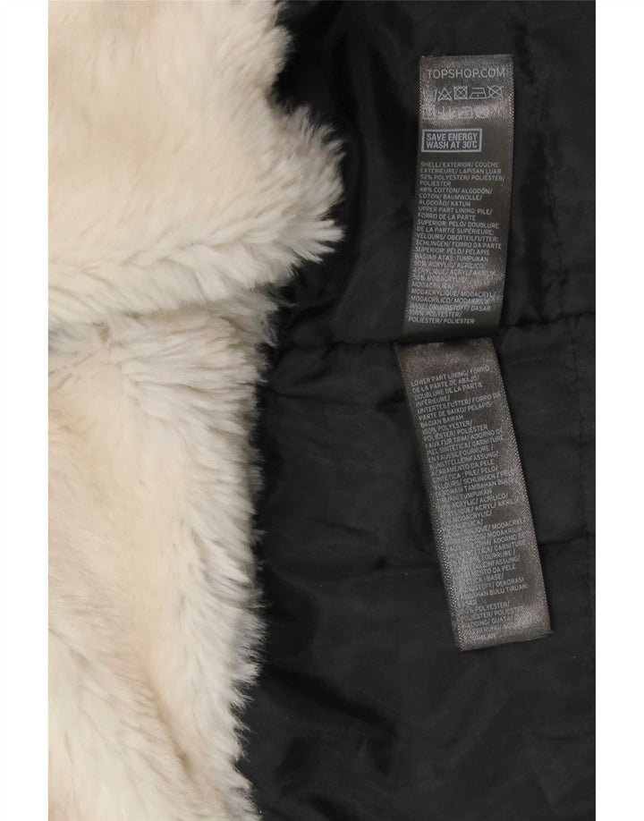 Topshop Womens Hooded Parka Jacket UK 8 Small Black Polyester