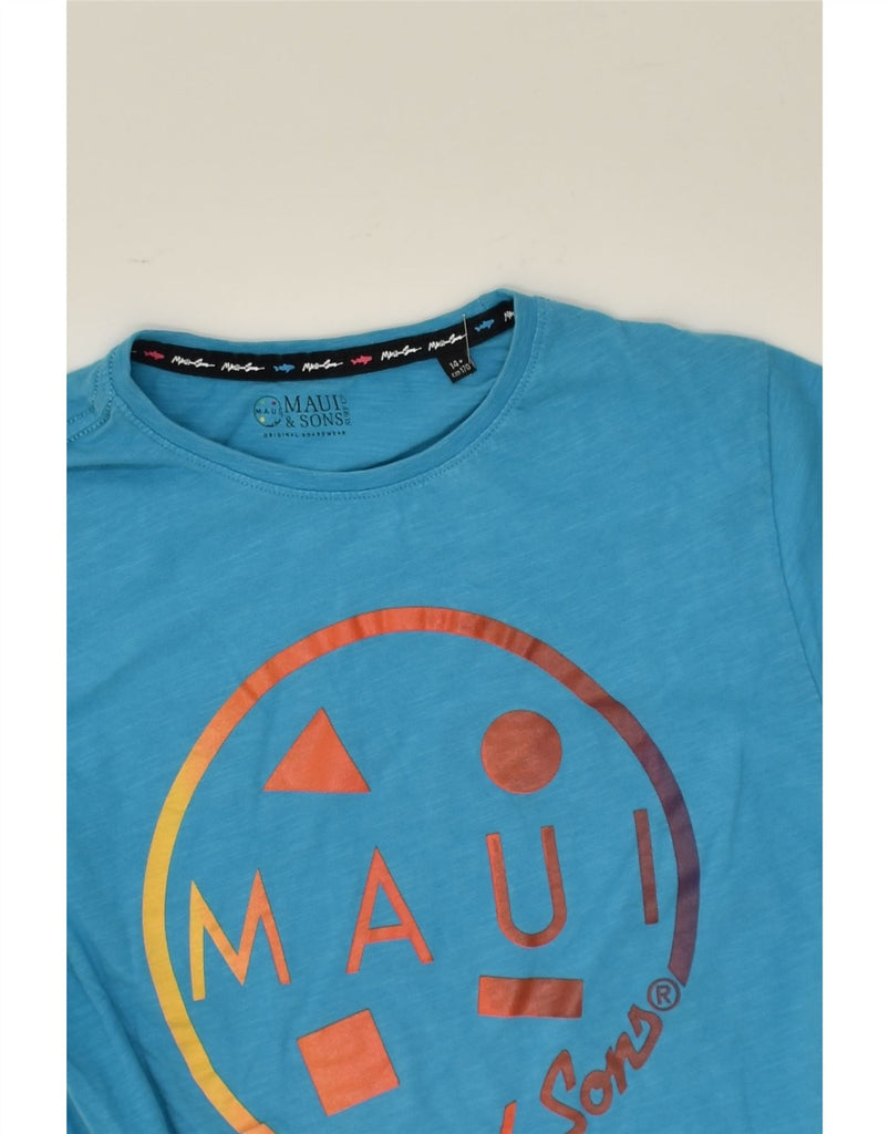 MAUI AND SONS Boys Graphic T-Shirt Top 13-14 Years Blue | Vintage Maui and Sons | Thrift | Second-Hand Maui and Sons | Used Clothing | Messina Hembry 