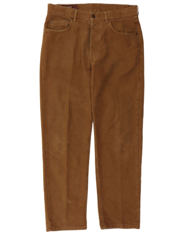 MARLBORO CLASSICS Mens Straight Casual Trousers W32 L30 Brown Cotton