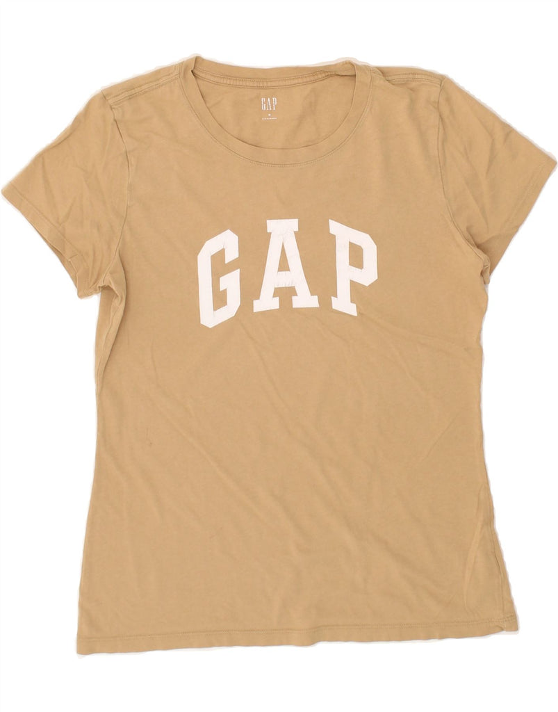 GAP Womens Graphic T-Shirt Top UK 12 Medium Brown Cotton | Vintage Gap | Thrift | Second-Hand Gap | Used Clothing | Messina Hembry 