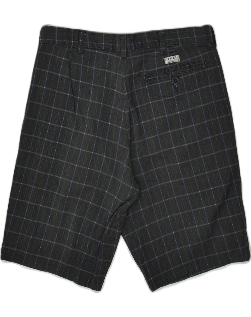 RIFLE Mens Chino Shorts W29 Small Black Check Cotton | Vintage Rifle | Thrift | Second-Hand Rifle | Used Clothing | Messina Hembry 