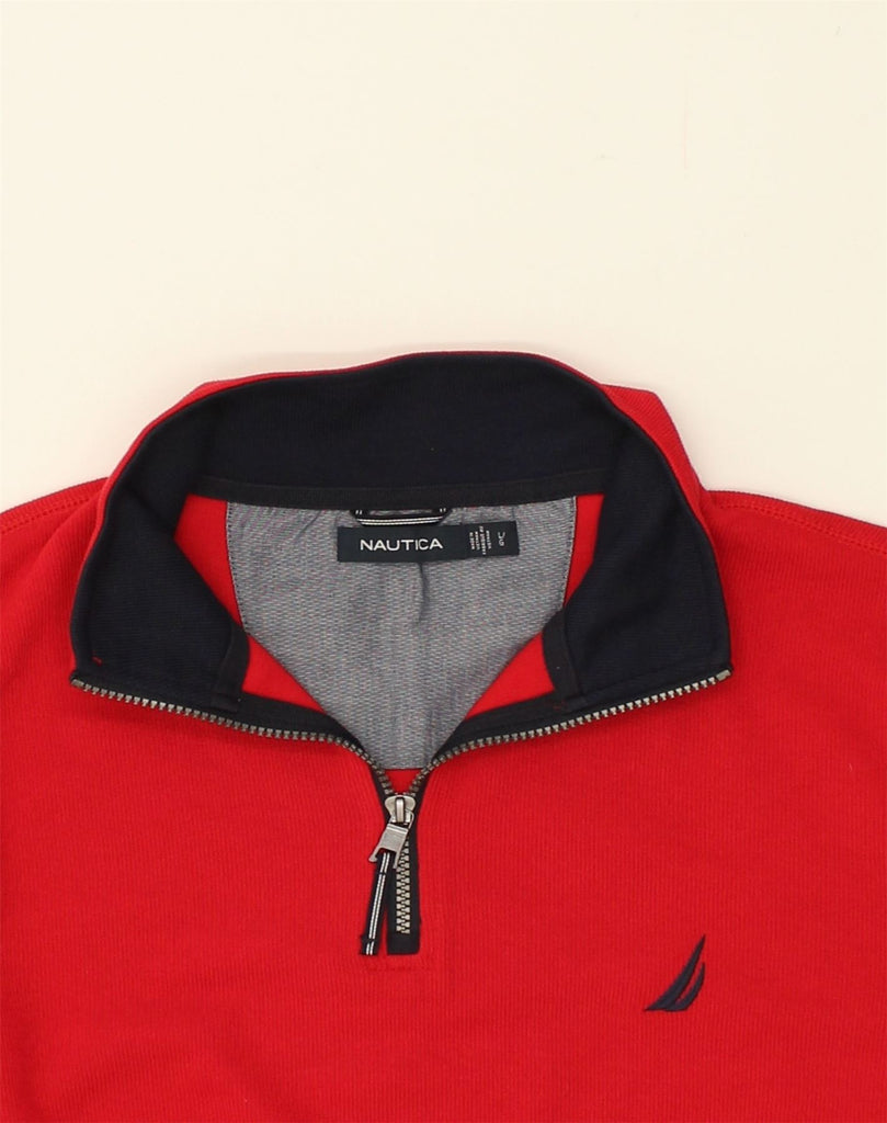 NAUTICA Mens Zip Neck Sweatshirt Jumper Large Red Cotton | Vintage Nautica | Thrift | Second-Hand Nautica | Used Clothing | Messina Hembry 