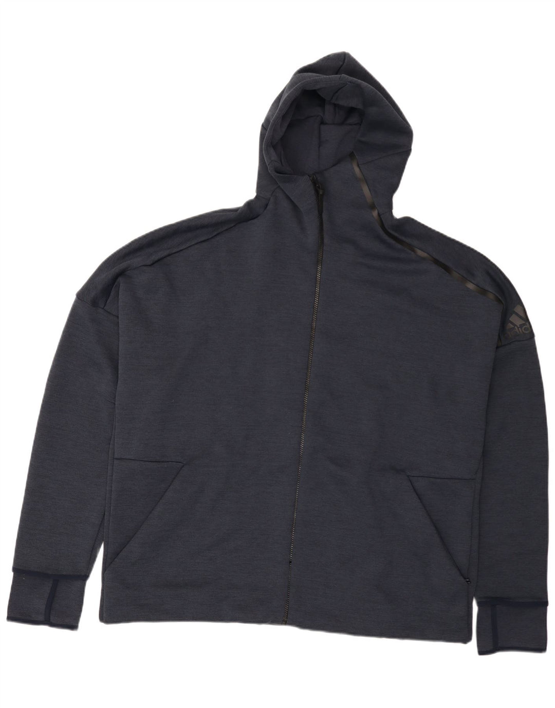 Adidas Mens Zip Hoodie Sweater 2XL Navy Blue Polyester