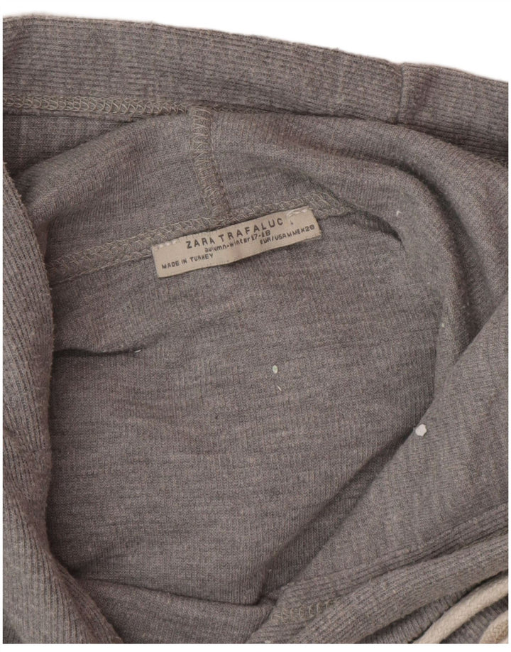 Zara Womens Hooded Oversized Top Long Sleeve UK 14 Medium Grey Spotted