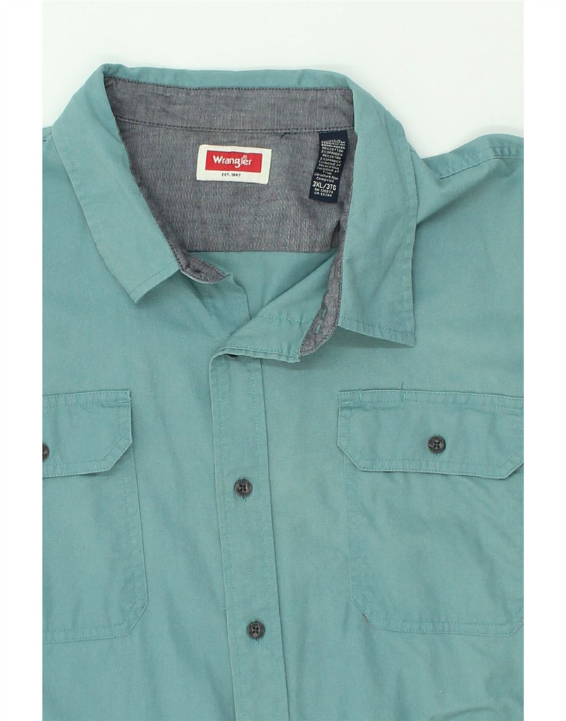 WRANGLER Mens Short Sleeve Shirt 3XL Turquoise Cotton | Vintage Wrangler | Thrift | Second-Hand Wrangler | Used Clothing | Messina Hembry 