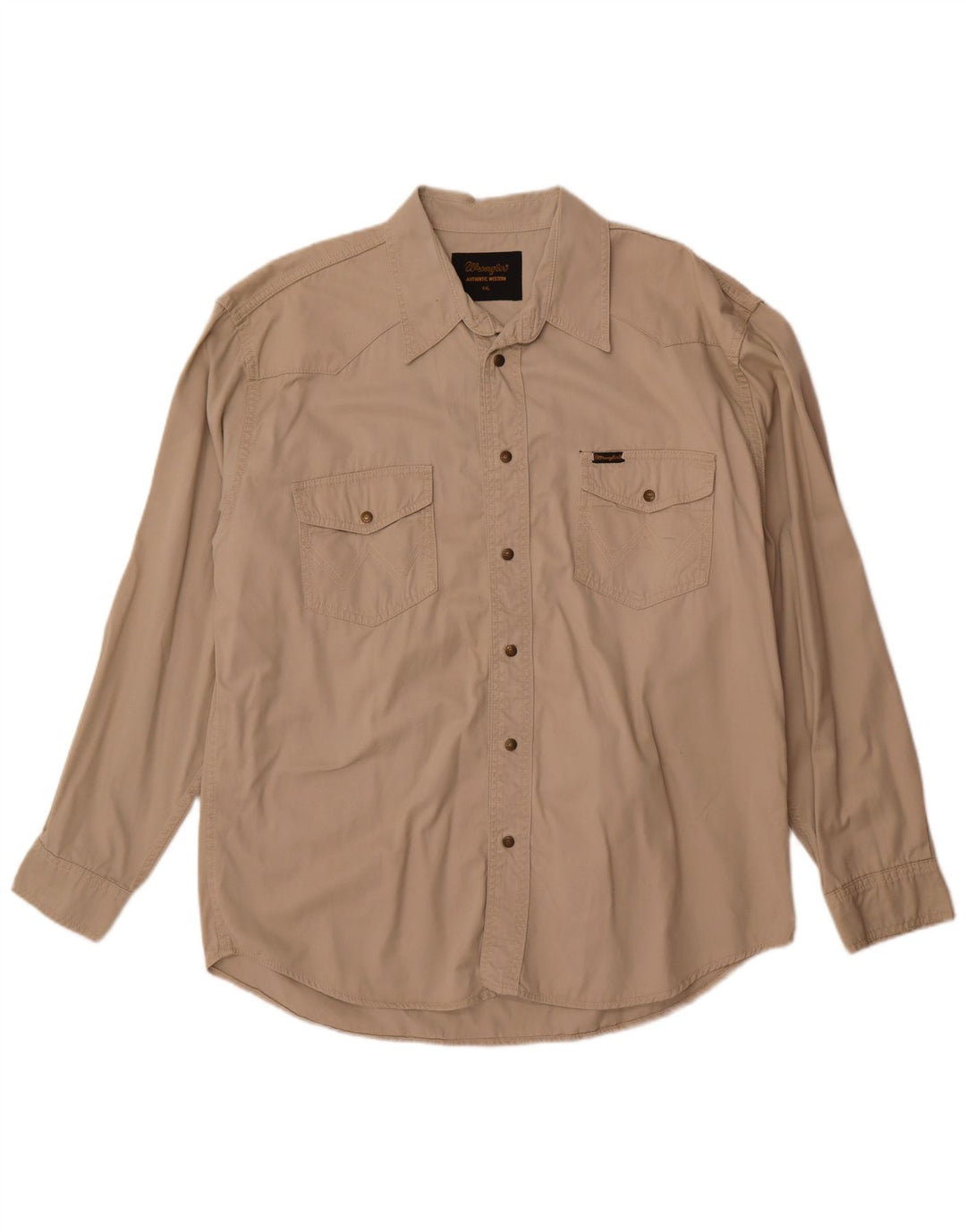 Wrangler Mens Shirt 2XL Beige Cotton
