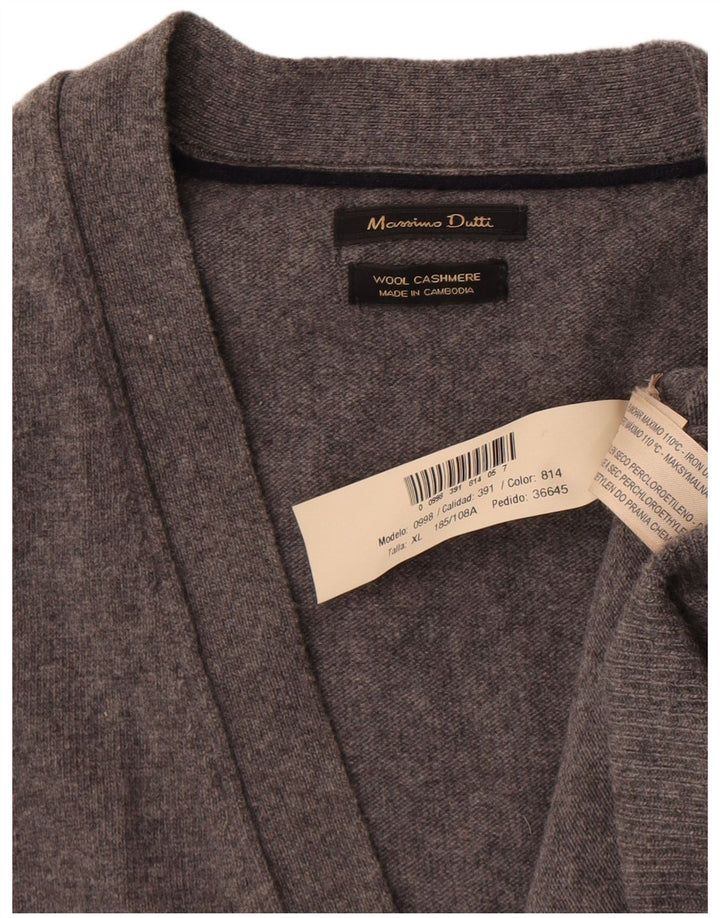 Massimo Dutti Mens Sleeveless Cardigan Sweater XL Grey Wool