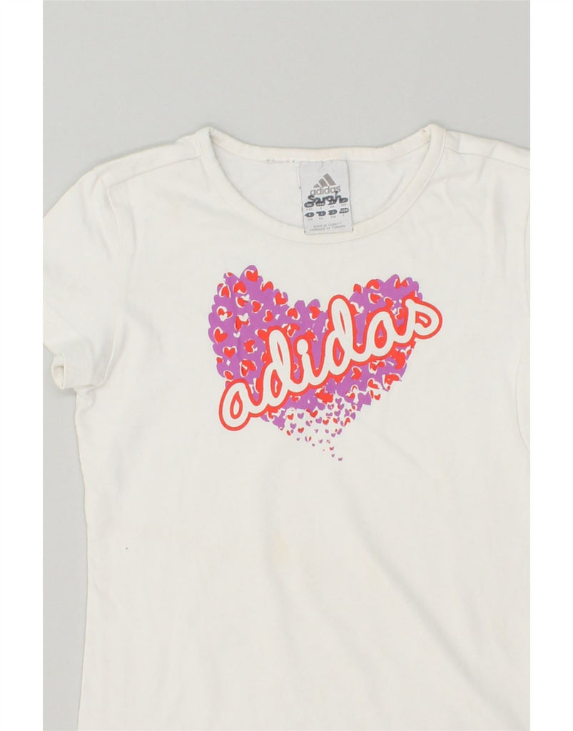 ADIDAS Girls Graphic T-Shirt Top 7-8 Years White | Vintage Adidas | Thrift | Second-Hand Adidas | Used Clothing | Messina Hembry 