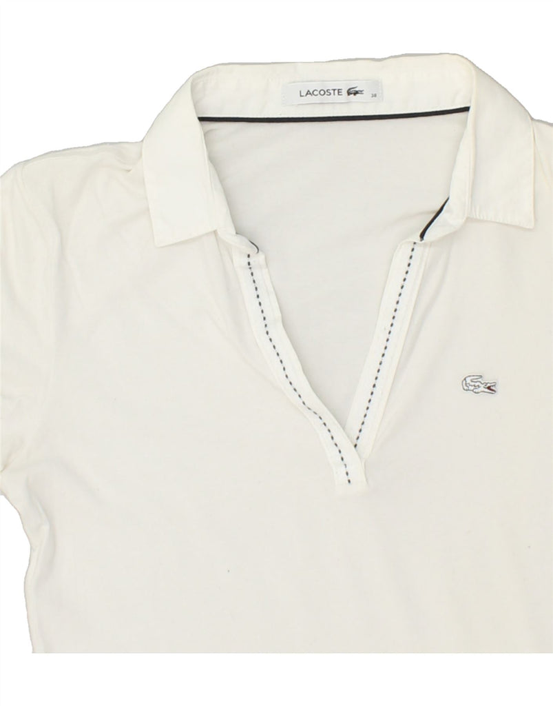 LACOSTE Womens Polo Shirt Size 38 Medium White Modal Vintage Lacoste and Second-Hand Lacoste from Messina Hembry 