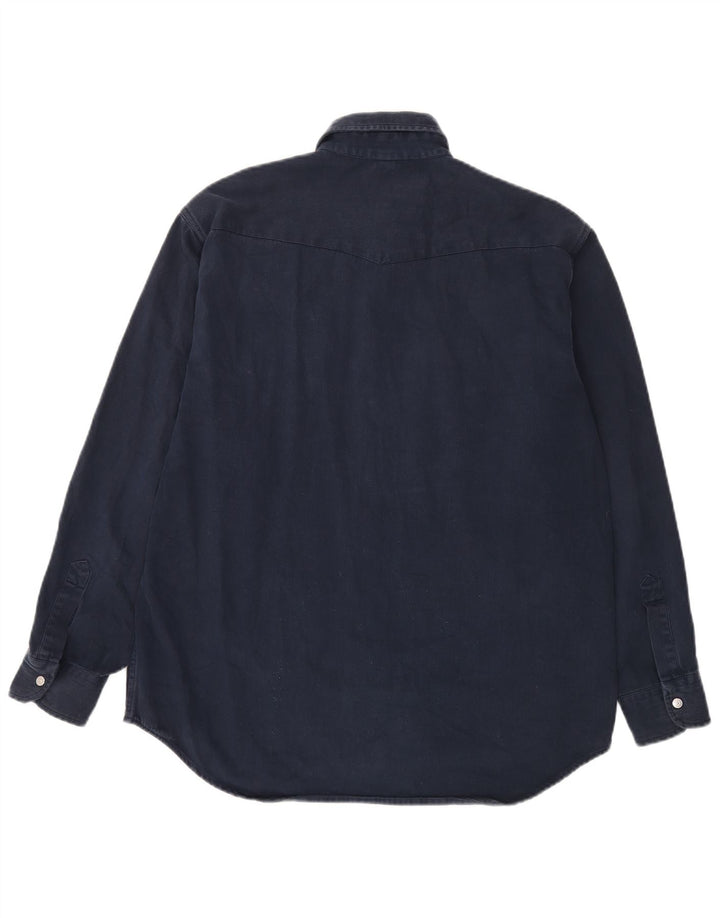 Carrera Mens Shirt Size 39/40 Medium Navy Blue Cotton
