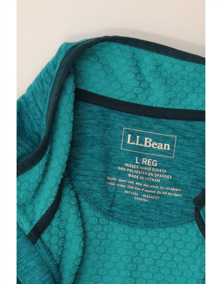 L.L.Bean Womens Zip Neck Pullover Tracksuit Top UK 16 Large Green Polyester