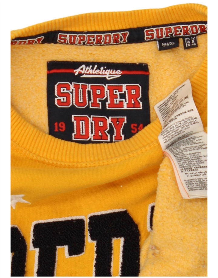 SUPERDRY Womens Oversized Graphic Sweatshirt Jumper UK 12 Medium  Yellow