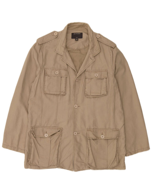 Jan Paulsen Mens Military Jacket EU 54 2XL Beige Linen