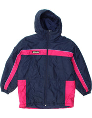 COLUMBIA Girls Windbreaker Jacket 10-11 Years Large Navy Blue Colourblock