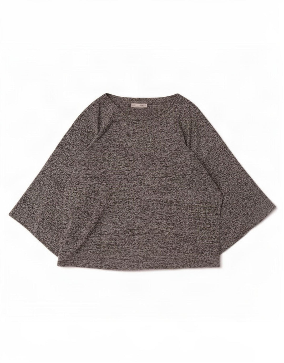 Zara Womens Crop Top 3/4 Sleeve UK 10 Small Grey Flecked