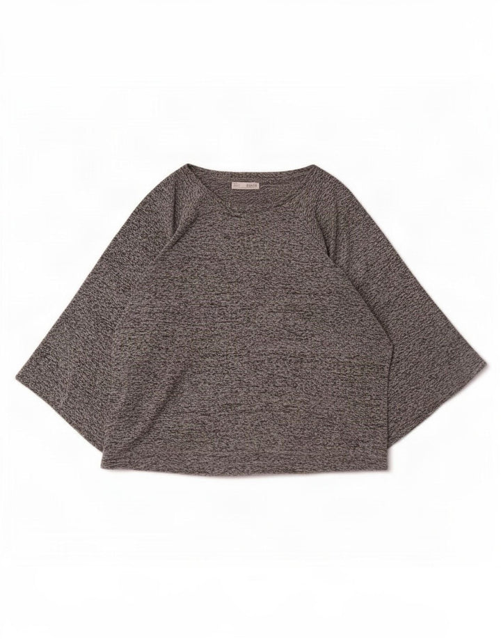 Zara Womens Crop Top 3/4 Sleeve UK 10 Small Grey Flecked