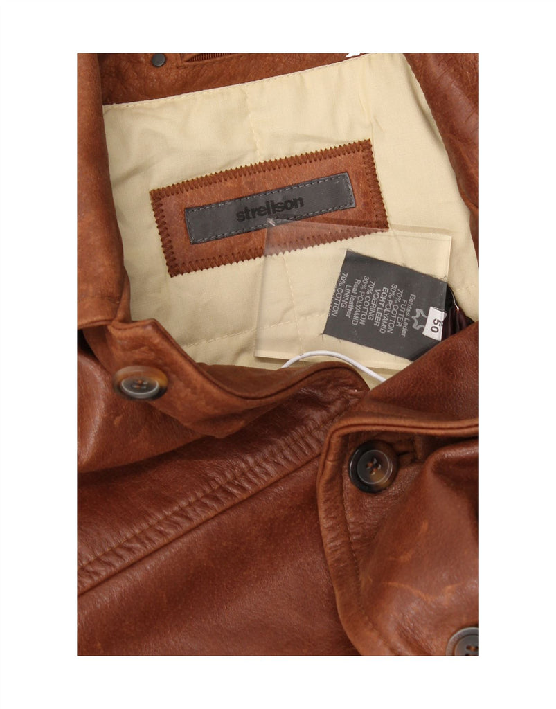 STRELLSON Mens Leather Jacket IT 50 Large Brown Leather Vintage Strellson and Second-Hand Strellson from Messina Hembry 