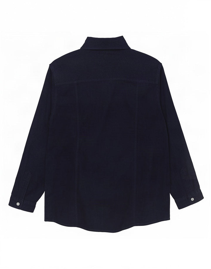 Mustang Womens Corduroy Shirt UK 14 Medium Navy Blue Cotton