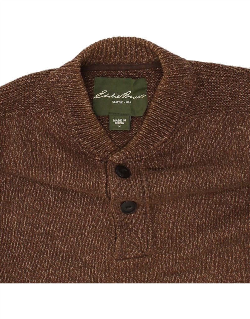 EDDIE BAUER Mens V-Neck Jumper Sweater Medium Brown Flecked Cotton | Vintage Eddie Bauer | Thrift | Second-Hand Eddie Bauer | Used Clothing | Messina Hembry 