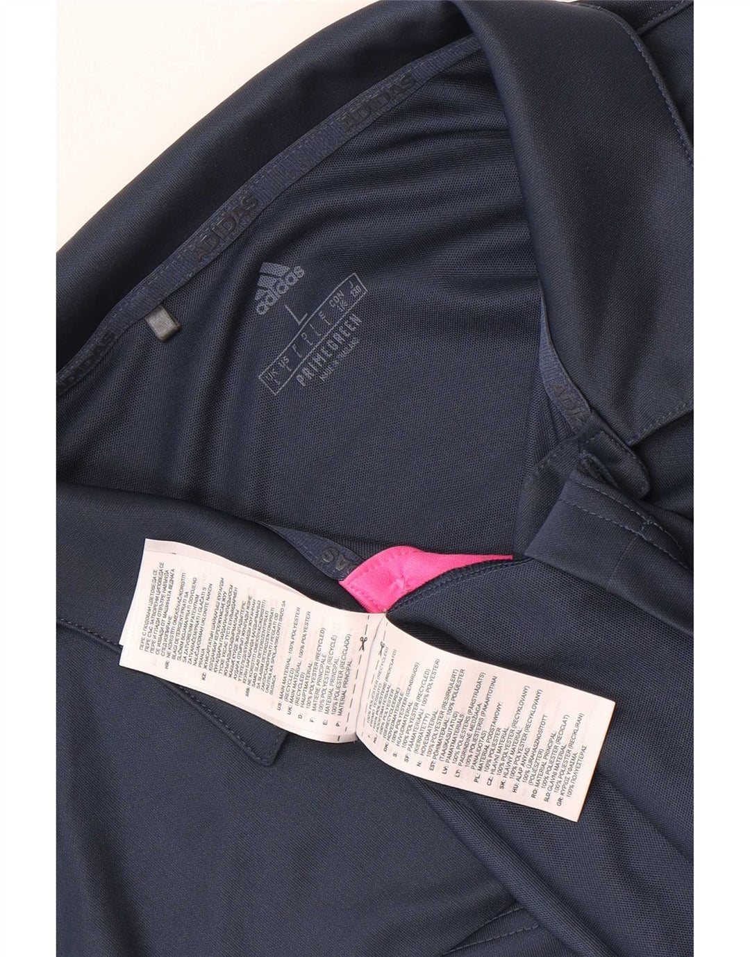 Adidas Mens Polo Shirt Large Navy Blue Colourblock Polyester