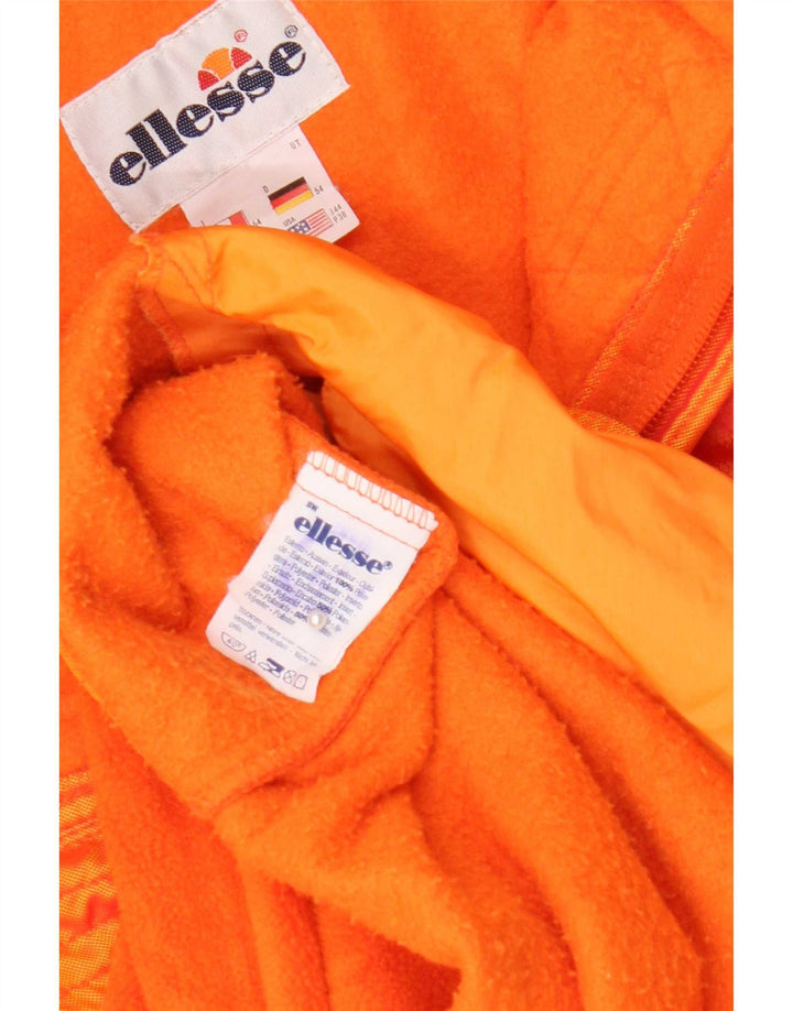 Ellesse Mens Zip Neck Fleece Jumper IT 54 XL Orange Colourblock Polyester