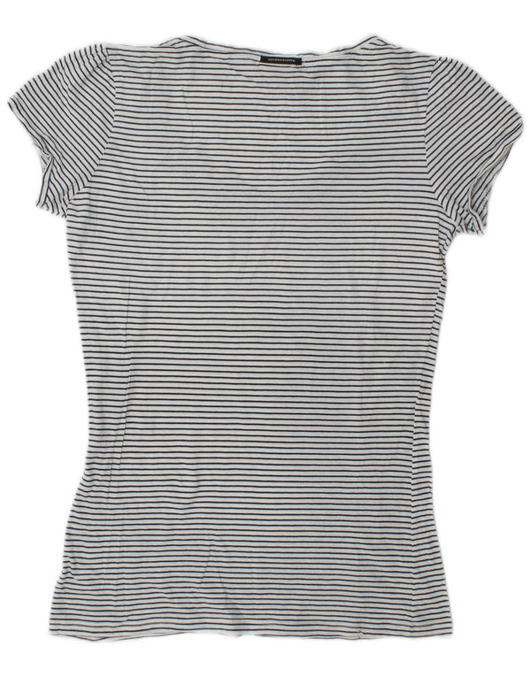 Maison Scotch Womens Graphic T-Shirt Top Size 1 Small White Striped