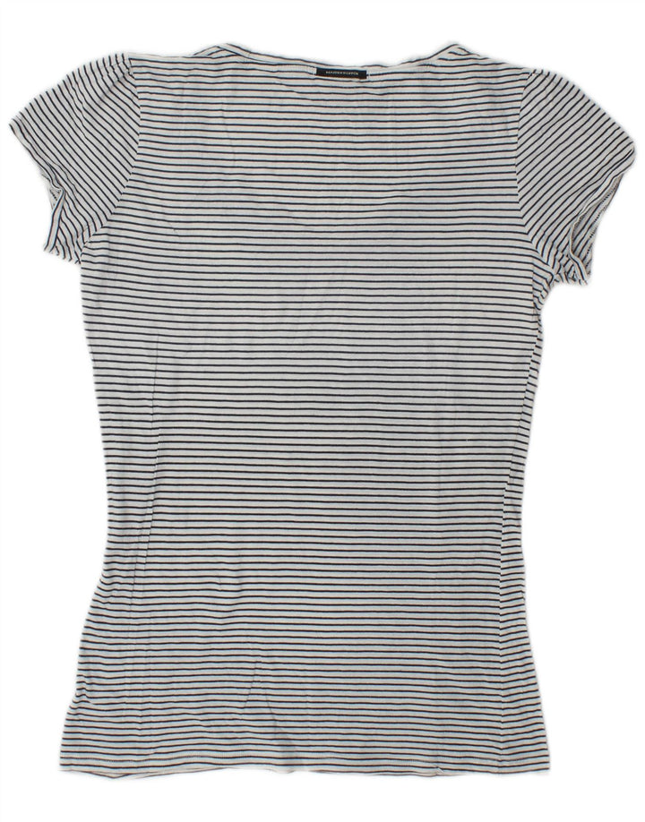 Maison Scotch Womens Graphic T-Shirt Top Size 1 Small White Striped