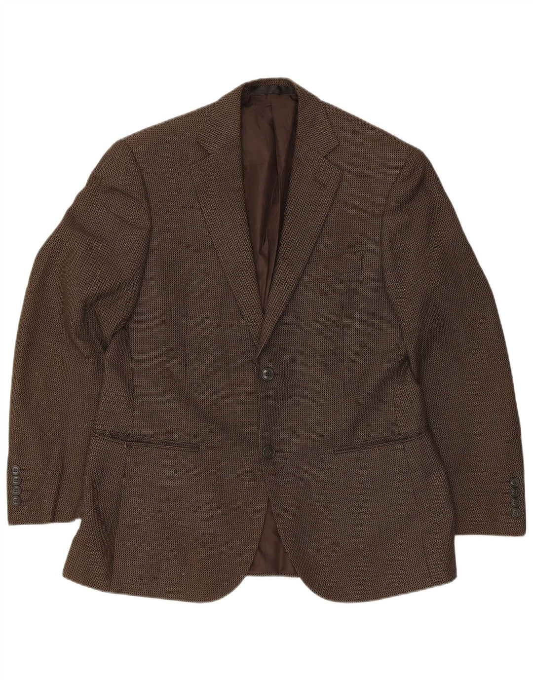 Marks & Spencer Mens 2 Button Blazer Jacket UK 38 Medium Brown Check