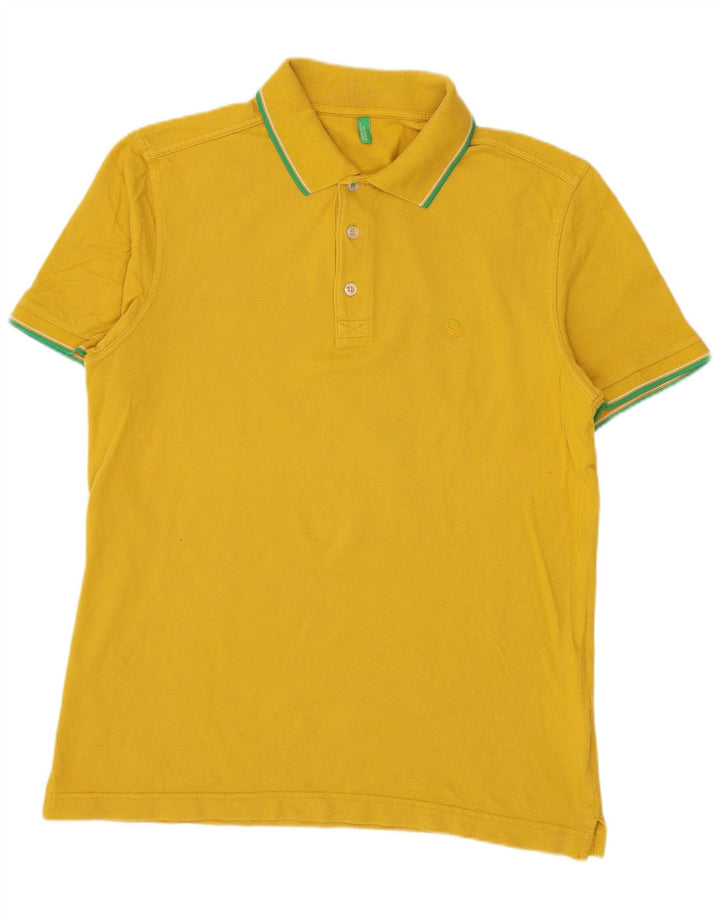 BENETTON Mens Polo Shirt Small Yellow Cotton