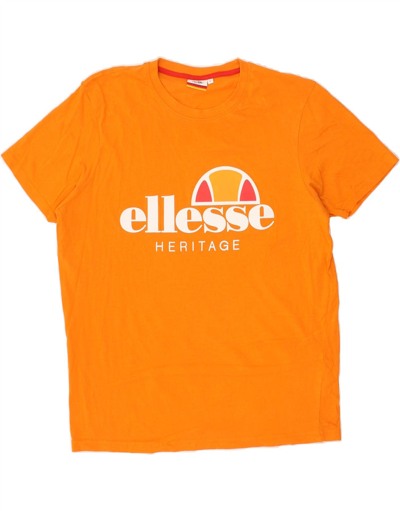 ELLESSE Mens Graphic T-Shirt Top Large Orange Cotton Vintage Ellesse and Second-Hand Ellesse from Messina Hembry 