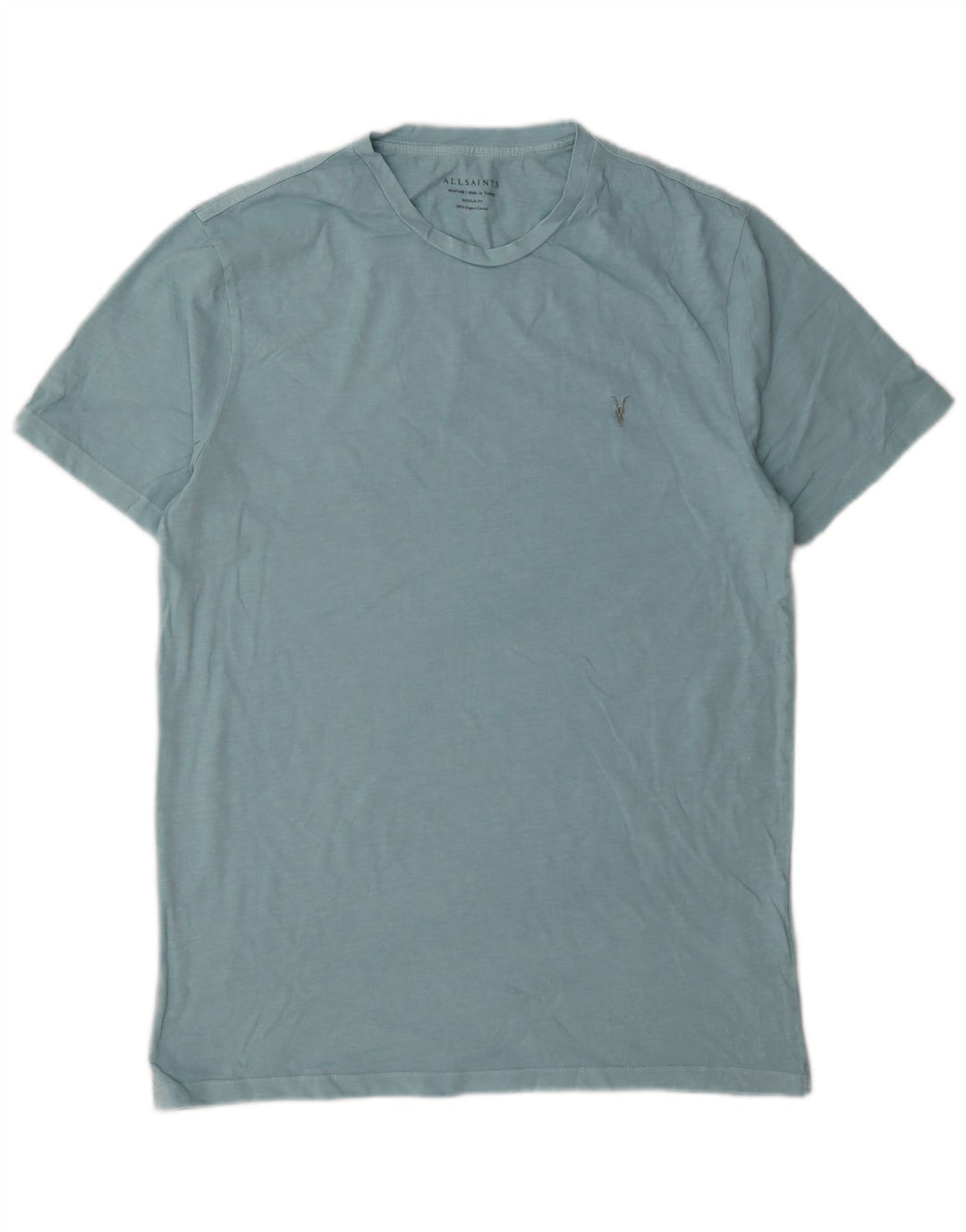 All Saints Mens Regular Fit T-Shirt Top Medium Blue Cotton