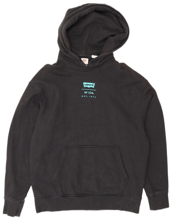 Levi's Mens Graphic Relaxed Fit Hoodie Jumper Medium Black Cotton