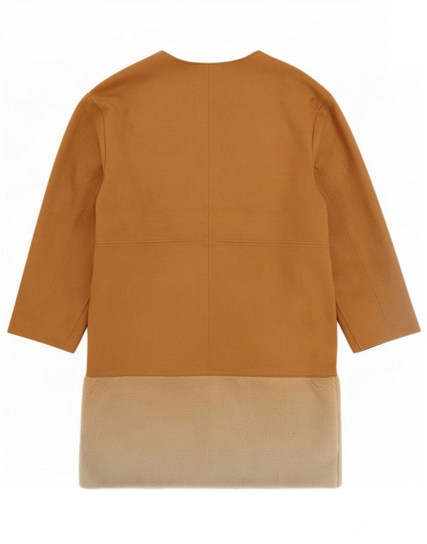 Zara Womens Overcoat UK 14 Medium Brown Colourblock Polyester