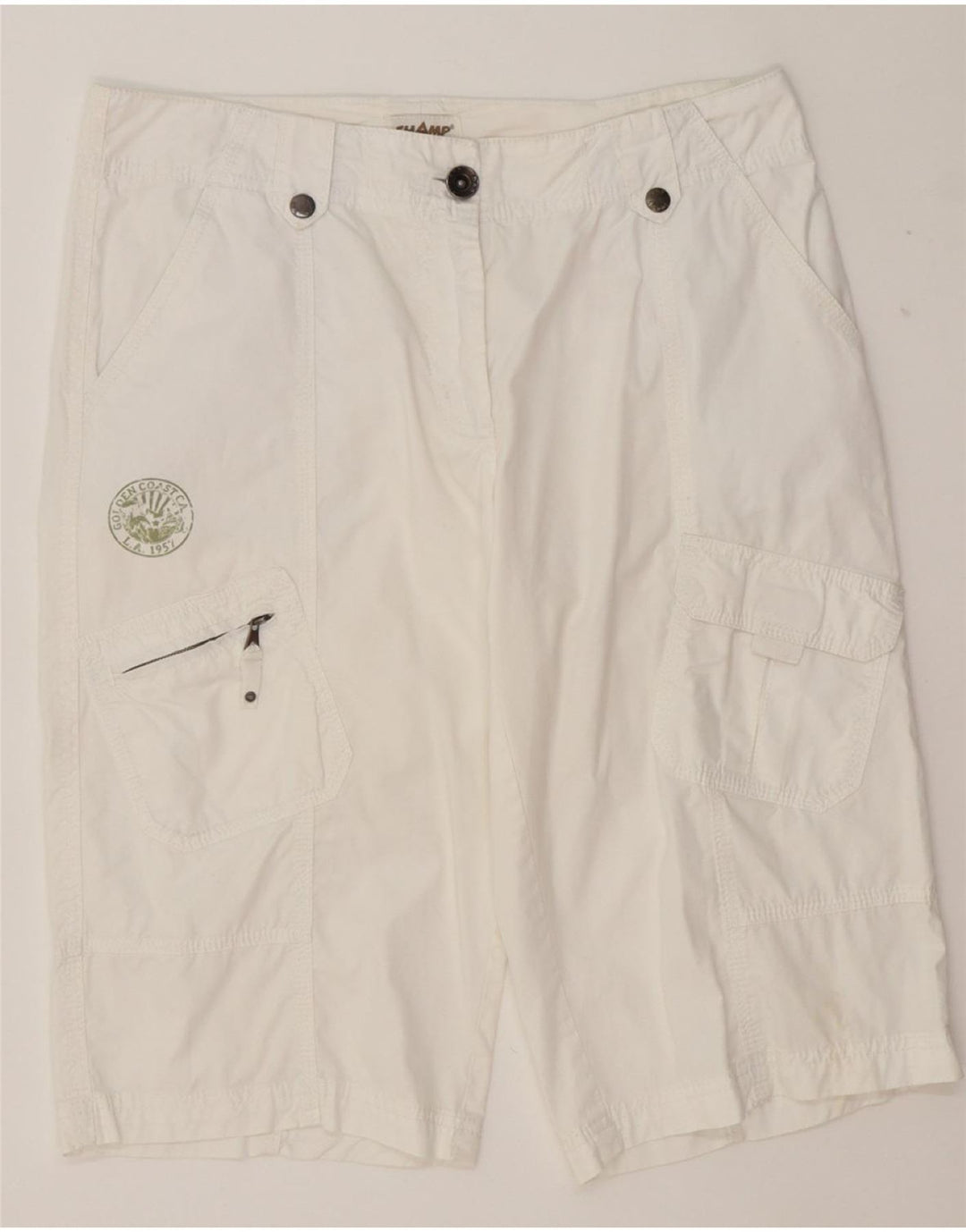 SHAMP Womens Cargo Shorts EU 40 Medium W34 White Cotton Vintage Shamp and Second-Hand Shamp from Messina Hembry 