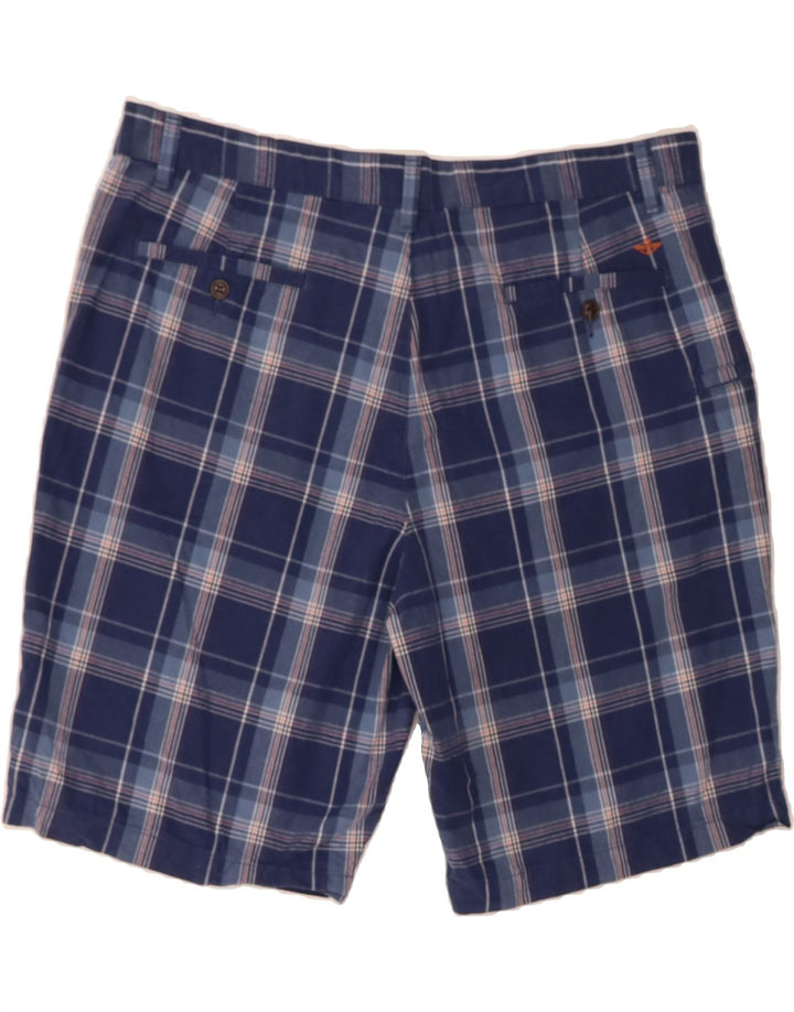 DOCKERS Mens Chino Shorts W38 XL Navy Blue Check Cotton Vintage Dockers and Second-Hand Dockers from Messina Hembry 