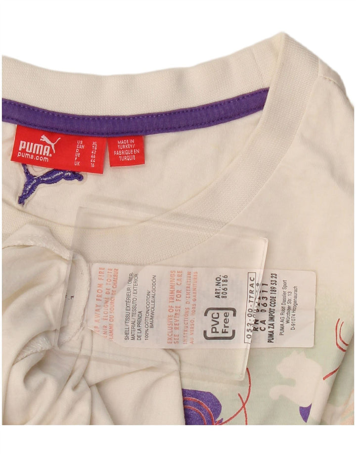 PUMA Womens Graphic T-Shirt Top UK 16 Large  White Cotton