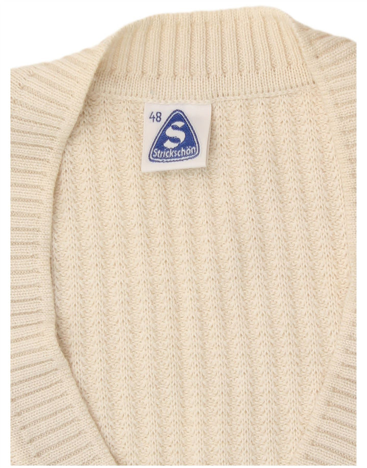 Vintage Womens Cardigan Sweater IT 48 XL White Virgin Wool
