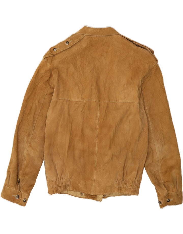 BIGNAMI Mens Suede Bomber Jacket IT 48 Medium Brown Vintage Bignami and Second-Hand Bignami from Messina Hembry 