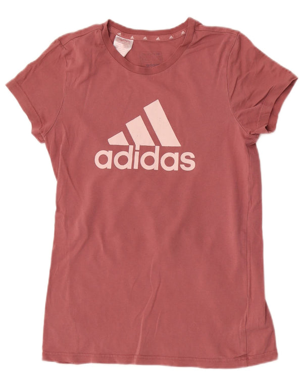 Adidas Girls Graphic T-Shirt Top 14-15 Years Pink Cotton
