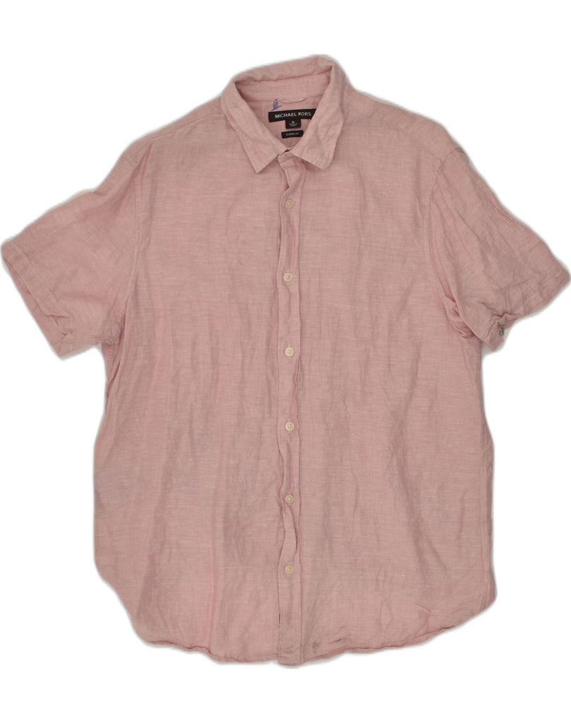 MICHAEL KORS Mens Classic Fit Short Sleeve Shirt Medium Pink Cotton | Vintage Michael Kors | Thrift | Second-Hand Michael Kors | Used Clothing | Messina Hembry 